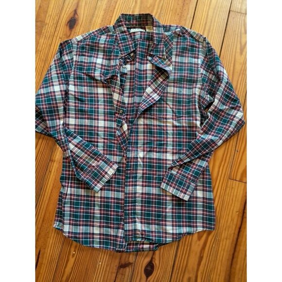 VTG LL Bean Shirt L/S Button Up Flannel Mens Reg Sz Large Made In USA Multicolor - Picture 1 of 2